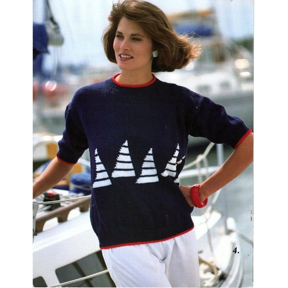 Susan Bates Nautical Knits Patterns for 4 Nautical Theme Sweaters Vintage - Picture 3 of 4